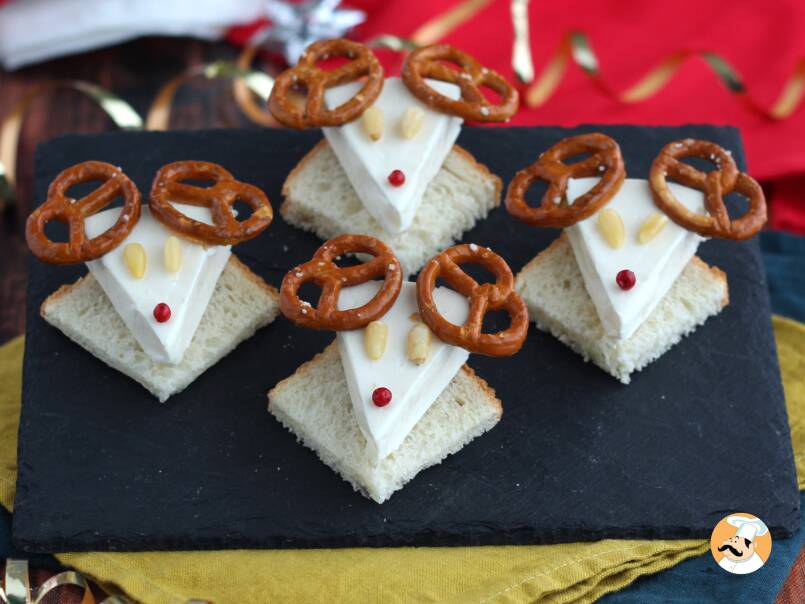 Weihnachtsrentier-Toast mit Käse