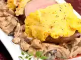 Rezept Wildschweinrücken mit polentakruste auf maronen-pilz-gemüse, dazu knoblauch-cremepolenta