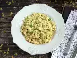 Rezept Risotto mit nudeln, erbsen, zucchini, knoblauch und kräuterkäse