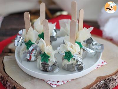 Rezept Lollis für heiße schokolade: dunkle schokolade + karamellbonbons