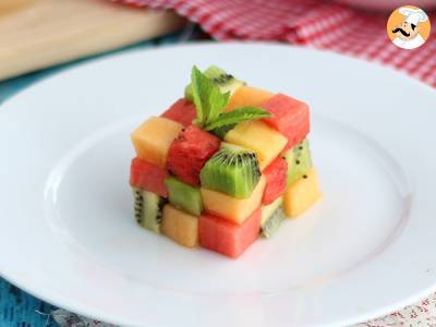 Rezept Rubik's cube aus früchten, der design-obstsalat