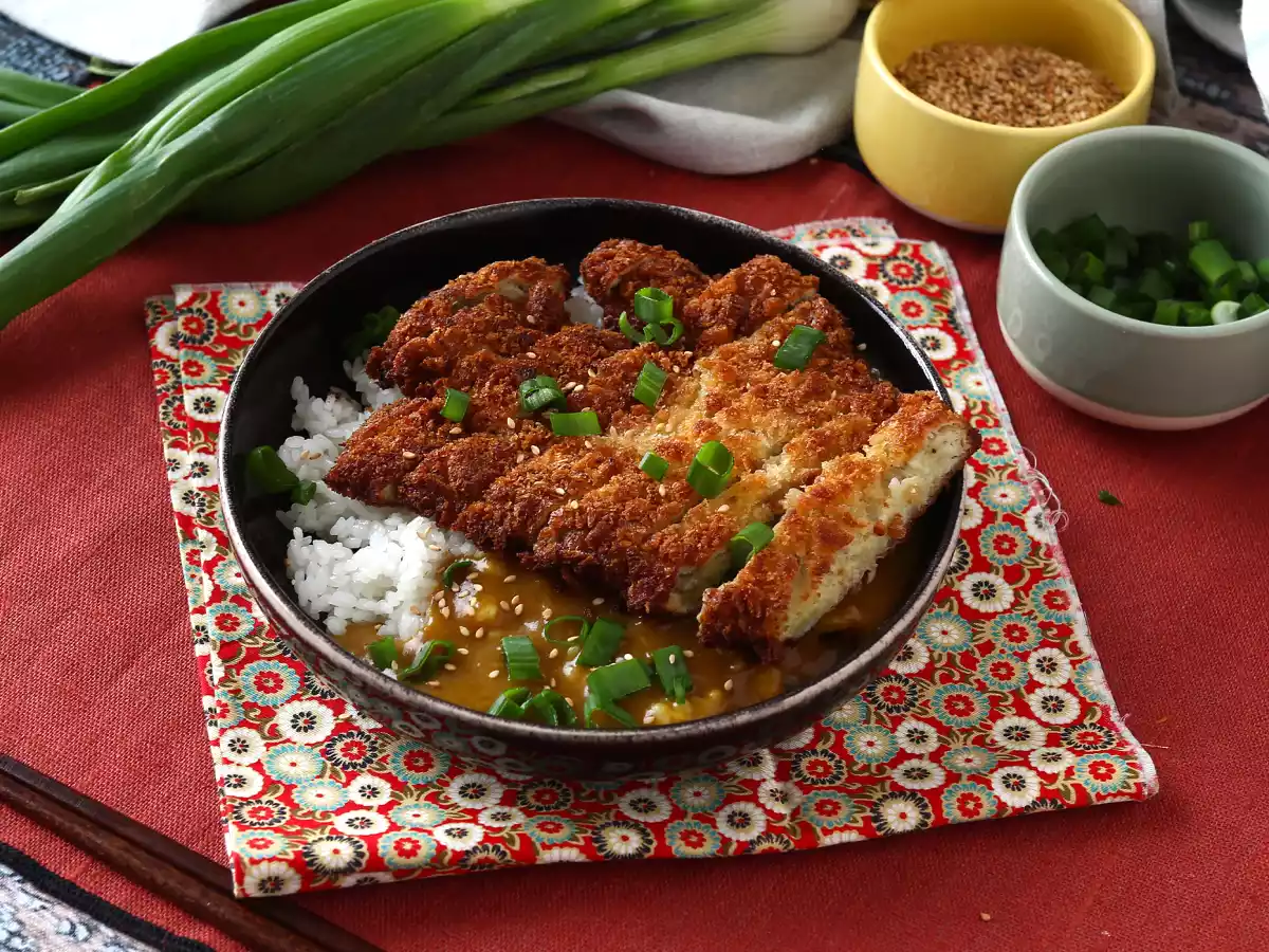 Aubergine mit Paniermehl paniert Panko façon katsu japanisches Curry, aber vegetarisch - foto 6