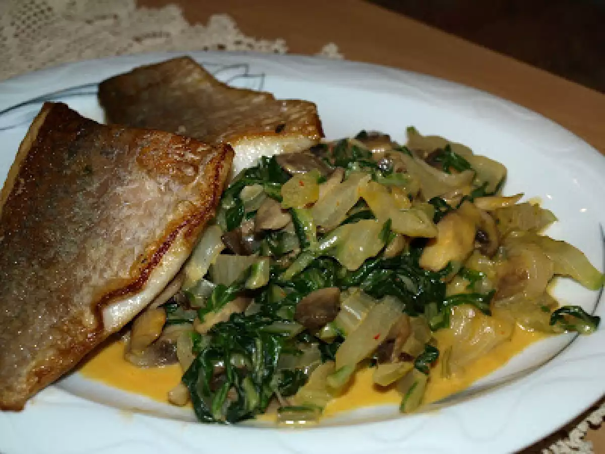 Baramundi gebraten mit Mangold