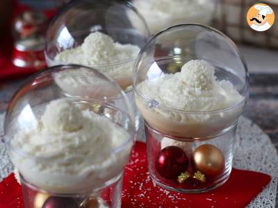 Kokosnussgläser nach Raffaello-Art ohne Backen - ein märchenhaftes Dessert in einer Schneekugel - foto 3