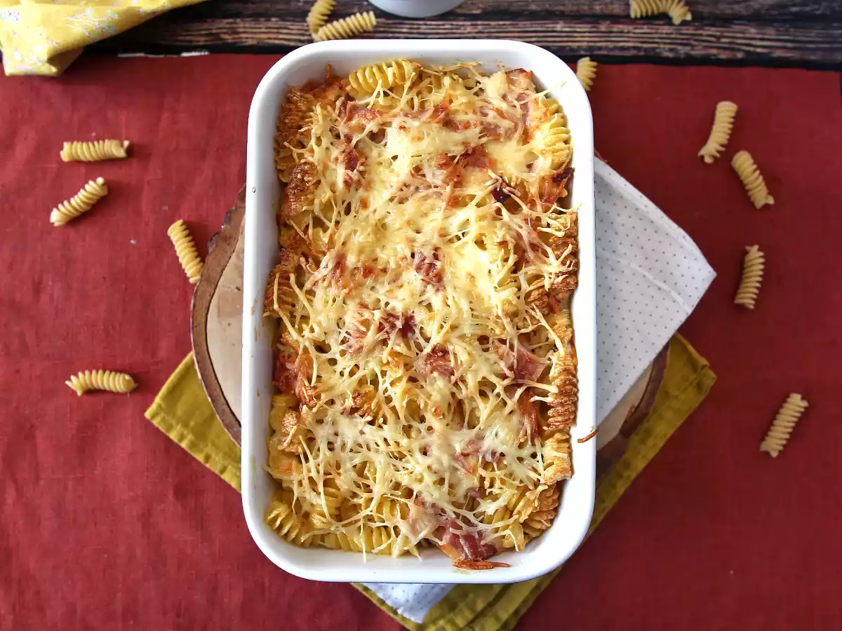 Nudelgratin mit Schinken und Käse aus dem Airfryer - foto 3