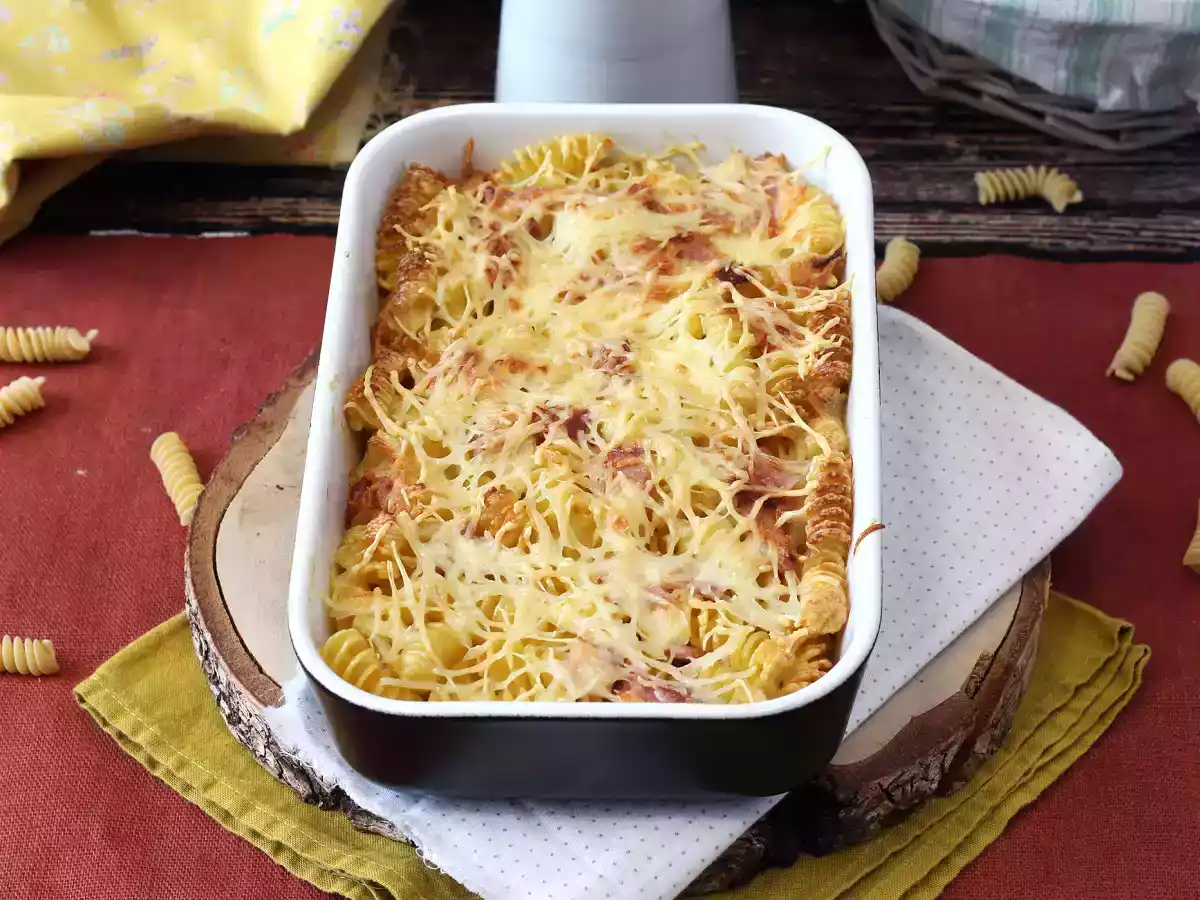 Nudelgratin mit Schinken und Käse aus dem Airfryer - foto 4