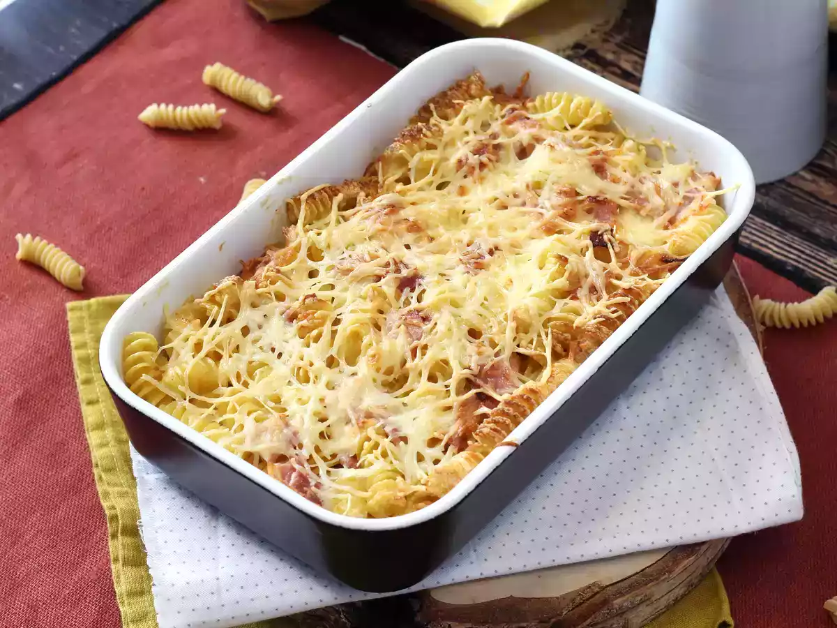 Nudelgratin mit Schinken und Käse aus dem Airfryer - foto 6