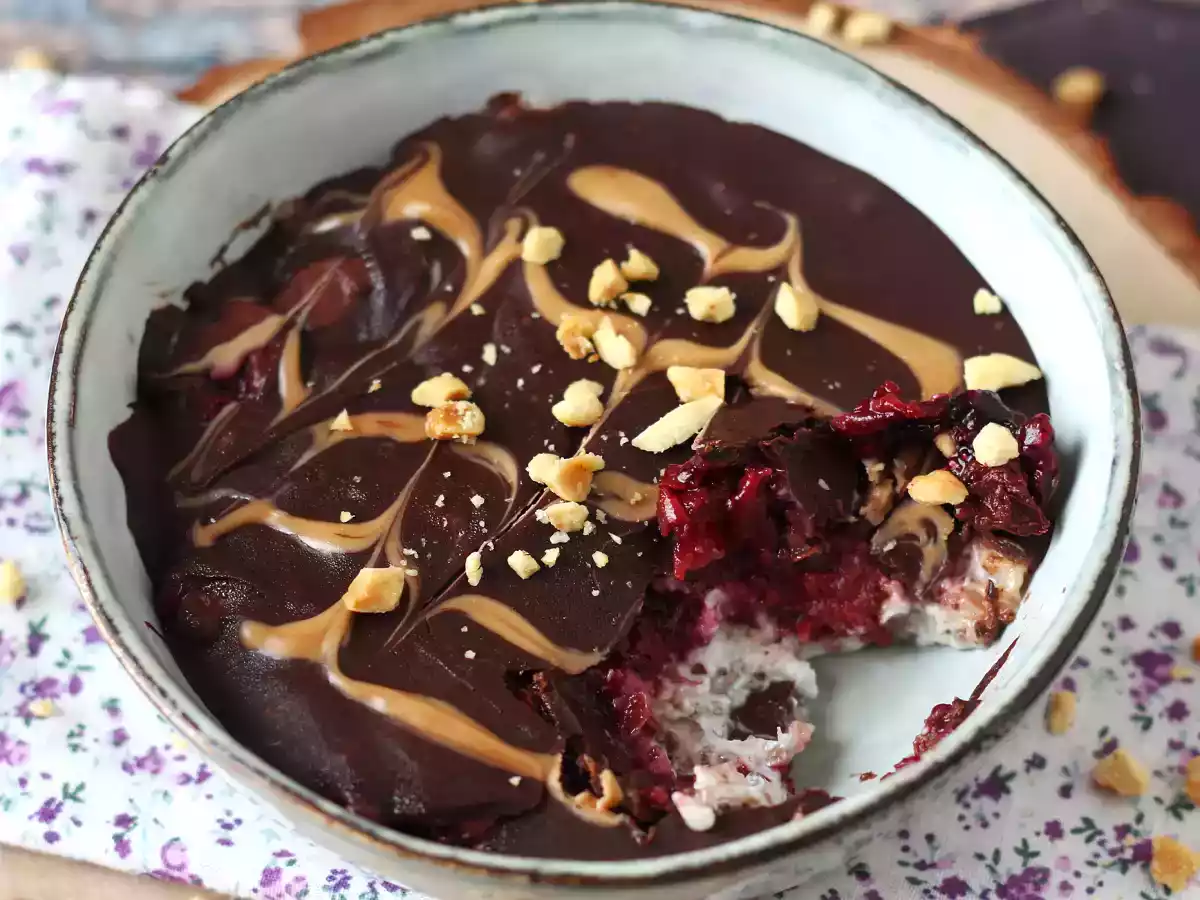 Overnight oat rote Früchte und Schokolade, ein gesundes und sättigendes Frühstück! - foto 5