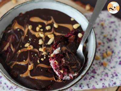 Overnight oat rote Früchte und Schokolade, ein gesundes und sättigendes Frühstück! - foto 2