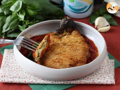 Panierte Aubergine nach Art eines Mailänder Schnitzels, aber vegetarisch - Air Fryer Kochen