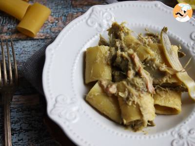 Pasta mit Artischocken und Speck, ein schmackhafter und leicht zuzubereitender erster Gang - foto 2