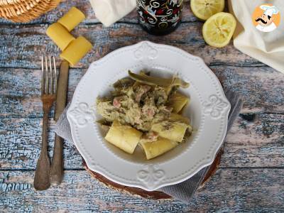 Pasta mit Artischocken und Speck, ein schmackhafter und leicht zuzubereitender erster Gang - foto 3