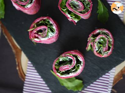 Rote-Bete-Crepes-Rollen mit Ricotta und Rucola - foto 5