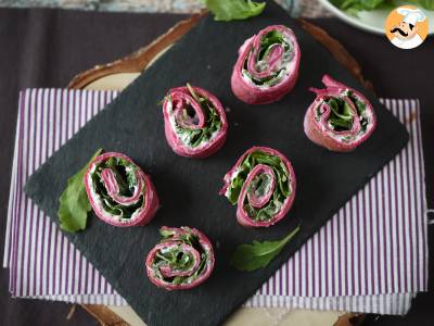 Rote-Bete-Crepes-Rollen mit Ricotta und Rucola - foto 6