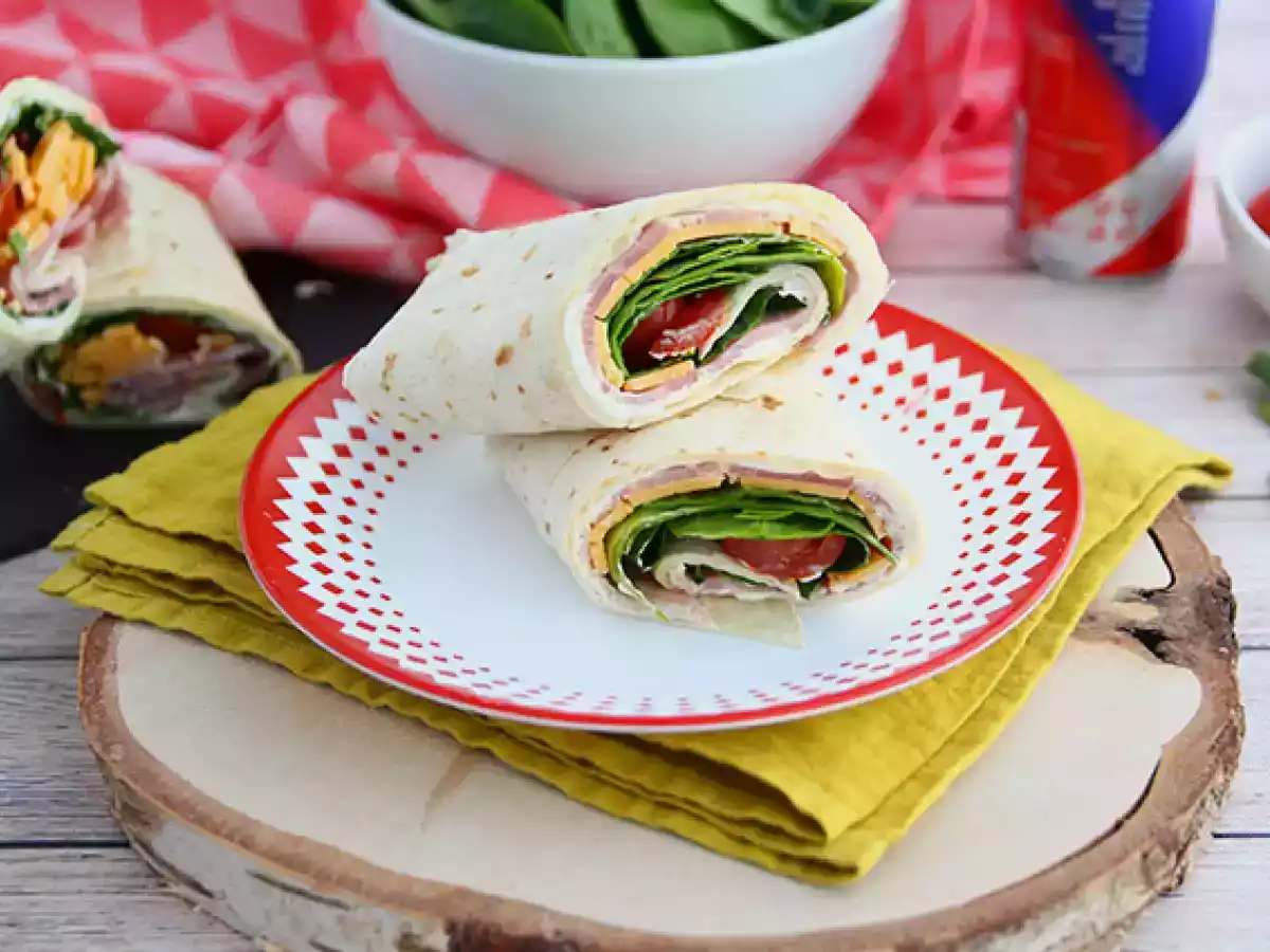 Spinat-Cheddar-Schinken-Wraps