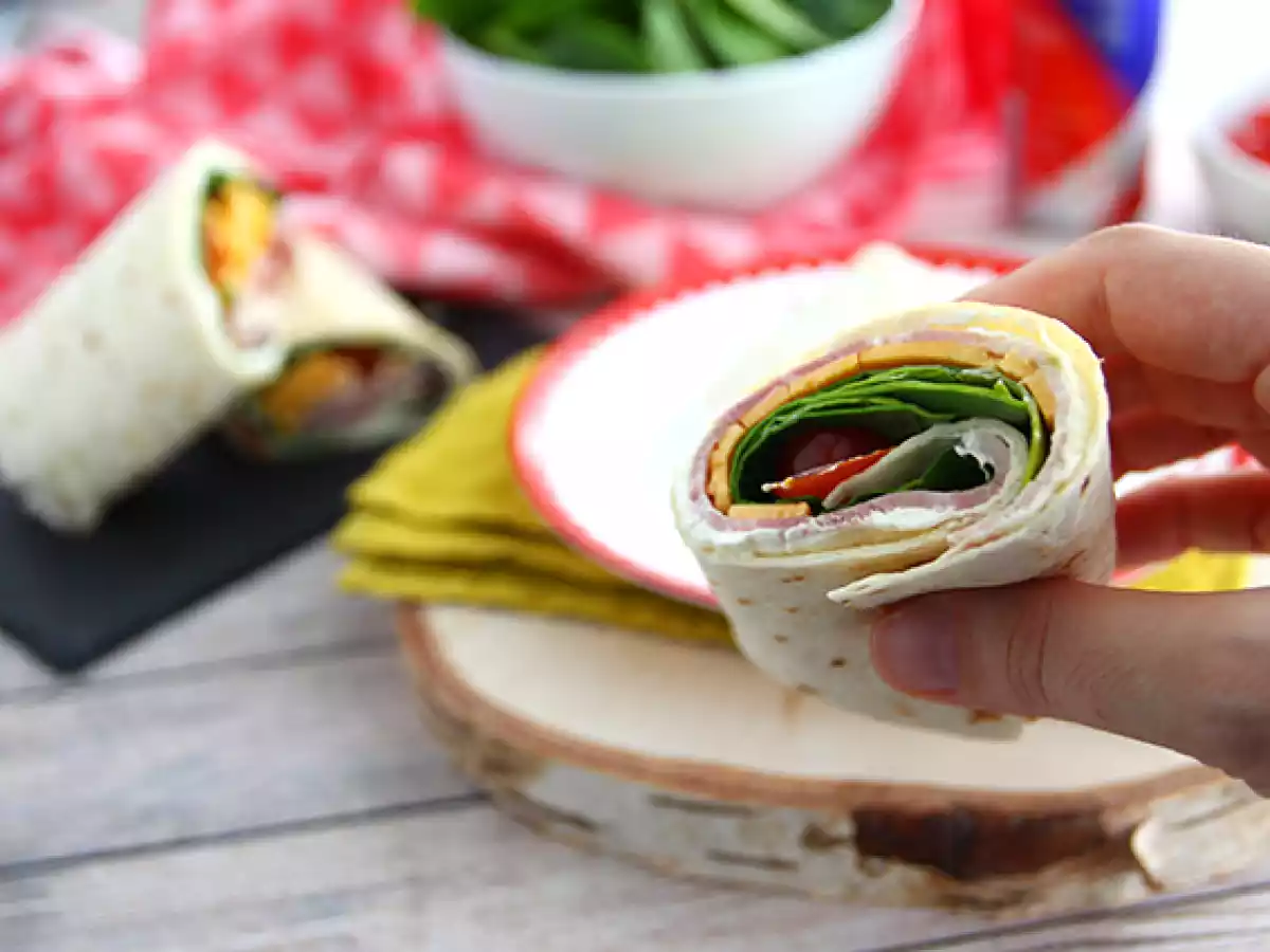 Spinat-Cheddar-Schinken-Wraps - foto 3