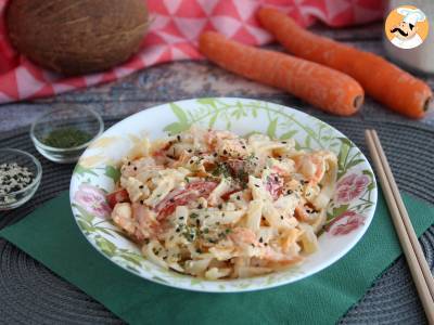 Thai Pasta (Kokosnuss-Sahne-Nudeln mit Garnelen und Gemüse)