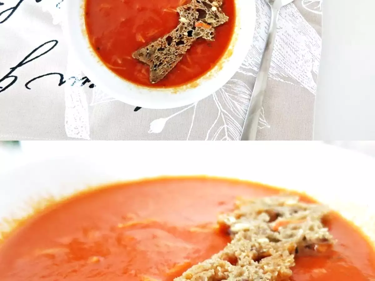Tomatensuppe mit gegrillten Paprika und Nudeln - foto 2