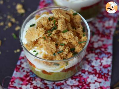 Vegetarische Gläser: Erbsencreme, Parmesanstreusel und Mascarponecreme - foto 6