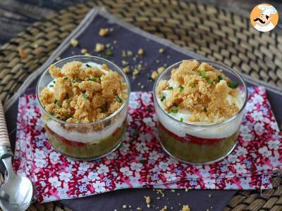 Vegetarische Gläser: Erbsencreme, Parmesanstreusel und Mascarponecreme - foto 9