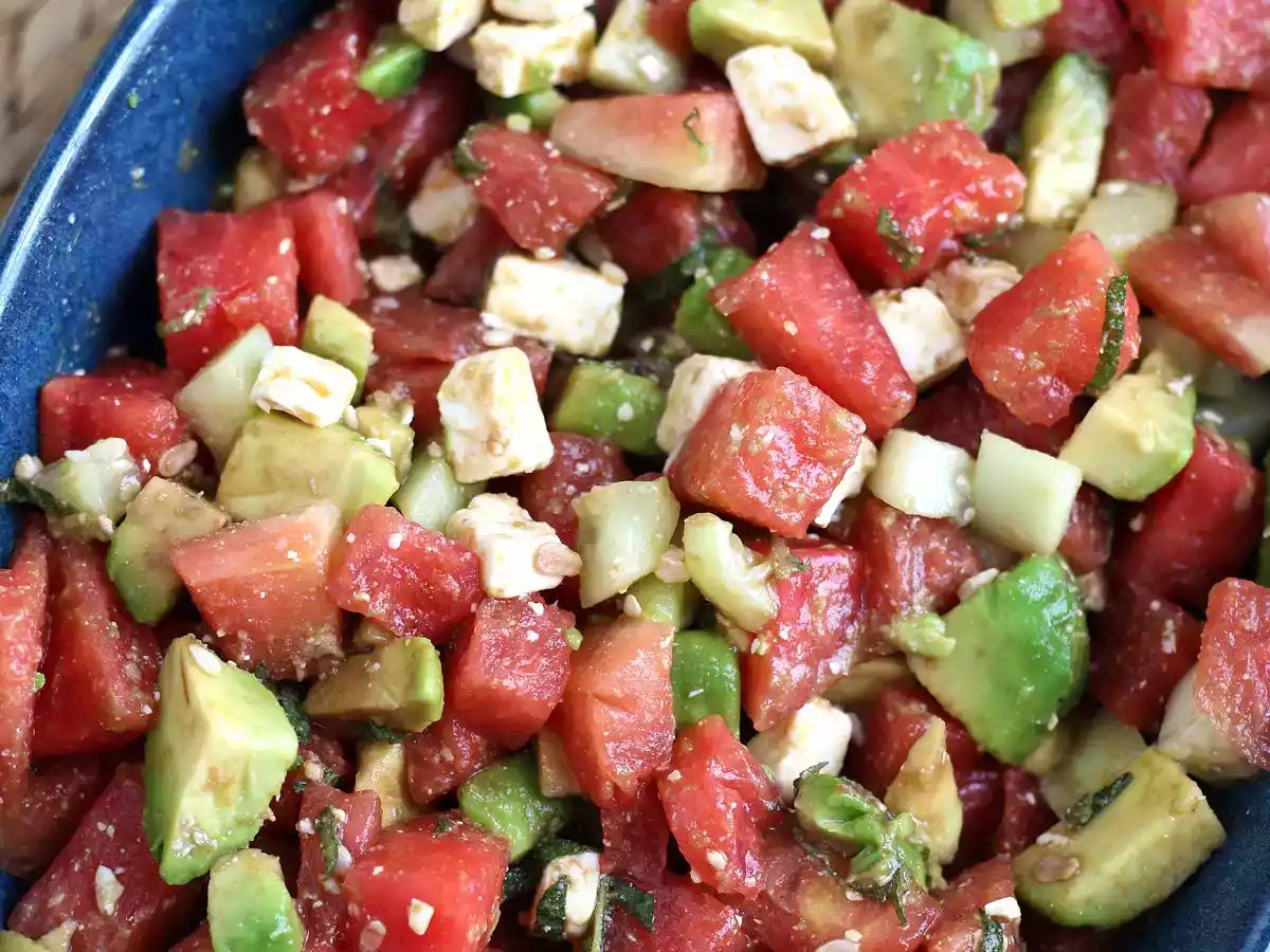 Wassermelonen-, Feta-, Avocado- und Gurkensalat: extra frisch! - foto 3