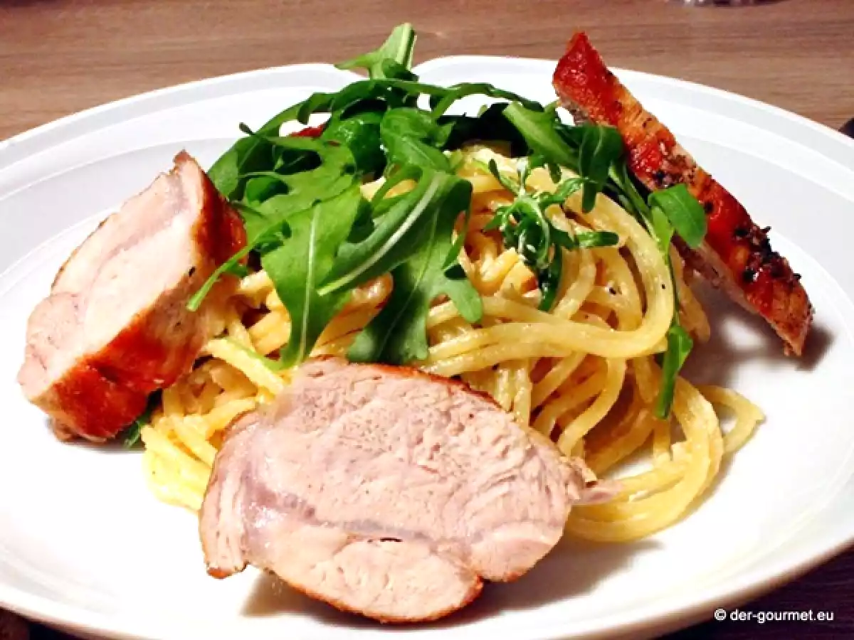 Zitronen Pasta mit Schweinenacken